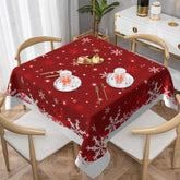Mantel Sphragiyn cuadrado 54x54 rojo con copos de nieve, protege la mesa de derrames.