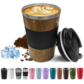 SPLMIFA taza de viaje con acabado madera, ideal para rutas y momento de café con estilo.