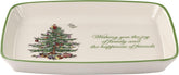 Spode Árbol Navidad Bandeja Sentimiento Rectangular, ideal para servir aperitivos festivos en la mesa.