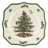 Plato Spode con árbol navideño y regalos para decorar la mesa festiva.