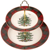 Spode Árbol Navidad Tartan - servidor dos niveles con base 25 cm para aperitivos
