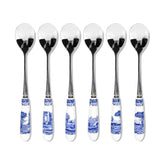 Cucharas de té y postre Spode Blue Italian con mango de porcelana