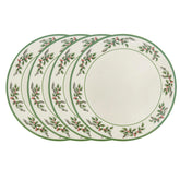 Plato Spode Navidad con centro blanco y acebo, ideal para cenas festivas.