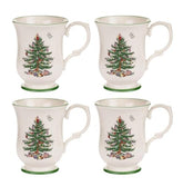 Taza Spode Christmas Tree con base de pie y Santa, ideal para café diario, capacidad de 12 onzas.