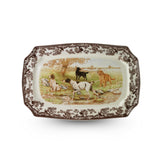 Spode Woodland: plato rectangular con Labrador negro, ideal para servir en fiestas.