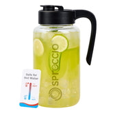 Spreccio jarro de vidrio borosilicato con tapa y vertedor, ideal para infusiones y bebidas frías.