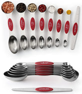 Spring Chef juego de cucharas medidoras magnéticas de 8 piezas, acero inoxidable, aptas para hornear.