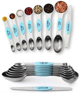 Spring Chef cucharas de medición magnéticas en acero inoxidable, 8 piezas, con nivelador