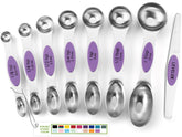 Spring Chef cucharas medidoras magnéticas de acero inoxidable, 8 piezas, almacenamiento rápido.