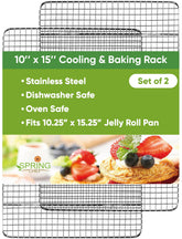 Spring Chef rejilla de enfriamiento en acero inoxidable 10x15, ideal para hornear.