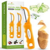 Spring Chef pelador de papas con giro doble en acero inoxidable para uso diario.