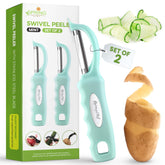 Spring Chef pelador de verduras de acero inoxidable color menta para un pelado suave.