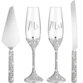 Sratte copas de champán con cristal pavé, ideales para brindis elegantes.