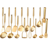 Standcn Gold: conjunto completo de utensilios dorados para la cocina, duradero y elegante.