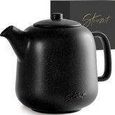 Steinzeit Tetera diseño 44 onzas negra con infusor removible, ideal para té suelto