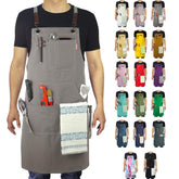 Stenffy delantal cocina canvas resistente con bolsillos para utensilios.