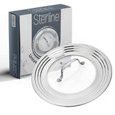 Sterline tapa universal para ollas grandes de 8 a 12 pulgadas, ahorro de espacio.
