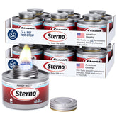 Sterno pack frontal de 12 latas mostrando conveniencia y duración