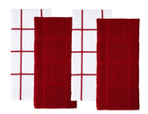 Sticky Toffee: toallas absorbentes en rojo y blanco, vista frontal para secar platos.