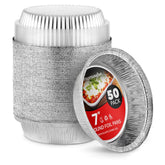 Stock Your Home bandejas de aluminio con tapas de 7 pulgadas para hornear y servir.