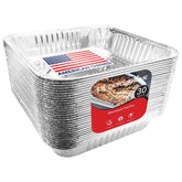 Stock Your Home bandejas aluminio 9x9, aptas para hornear y servir alimentos.