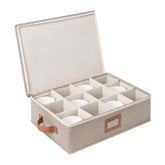 StorageWorks caja para 12 tazas, vista frontal, organización rápida de la vajilla.