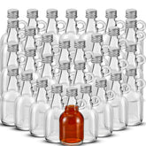 Botellas Suclain de vidrio 50 ml con tapa aluminio y asa para llevar líquidos.