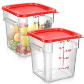 Suclain contenedor 8 cuartos cuadrado con tapa roja, almacenamiento claro para cocina.