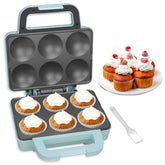 SugarWhisk máquina para pastelitos, vista frontal, ideal para hornear seis porciones en casa.