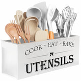 Suli porta-utensilios de madera blanca con 4 compartimentos para la encimera