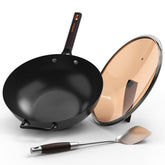 SUMEIGUAN Wok 13,5 pulgadas; base plana para calor uniforme en salteados