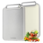 Sumzzz tabla de cortar dos caras en acero inoxidable, ideal para carne y verduras.