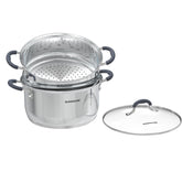 sunhouse olla vaporera de dos niveles con tapa para cocinar al vapor