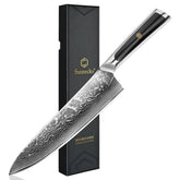 Sunnecko cuchillo chef 8 pulgadas damasco profesional para cortes precisos en la cocina.