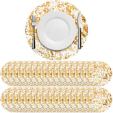 Manteles individuales dorados Sunnychicc de 33 cm para una mesa elegante.