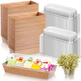 Sunnyray 200 cajas sandwich de papel con tapa transparente para presentar platos.