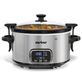 Sunvivi Olla lenta 4QT con tapa bloqueable mantiene sabores y humedad.