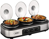 Sunvivi triple cazuelas buffet, conjunto ideal para mantener platos calientes en reuniones.