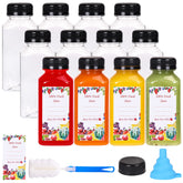 SUPERLELE pack de 12 botellas de jugo 8oz con tapas, ideal para ordenar bebidas.
