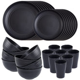 Juego Supernal de platos negros de paja de trigo para uso diario.