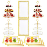 Supernal conjunto para postres de tres niveles exhibe tortas y cupcakes en eventos