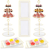 Supernal torre tres niveles para pasteles, ideal para una presentación elegante en la mesa de postres
