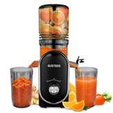 SUSTEAS exprimidor frente negro, diseño compacto para jugos diarios.