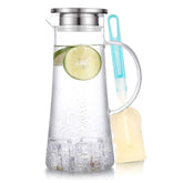 SUSTEAS jarra de vidrio 1,5 L con tapa doble de acero inoxidable para un vertido controlado