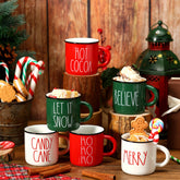 Suttmin, conjunto de tazas mini navideñas en rojo y verde para centro de mesa.