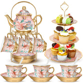 Suttmin tetera de porcelana en rosa, ideal para reuniones de té