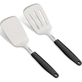 Svailse espátula sólida de acero inoxidable para voltear carnes y verduras con control.
