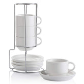 Sweejar tazas espresso de cerámica blanca con platillos, ideal para café diario.