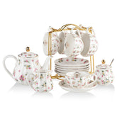 Conjunto de té Sweejar: tazas florales para reuniones elegantes.