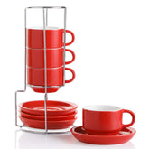 Sweejar tazas espresso porcelana roja 4oz: diseño elegante para uso diario.